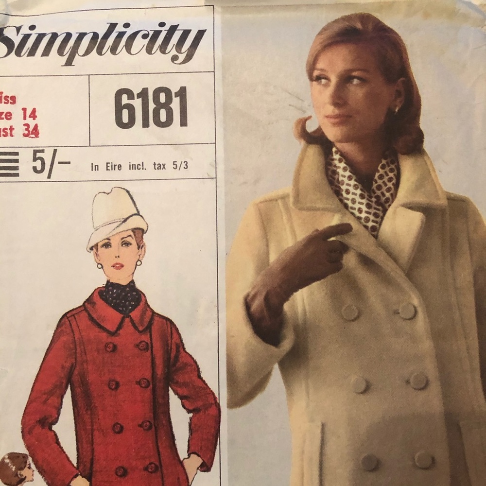 Vintage 1965 Midcentury Coat Sewing Pattern 6181